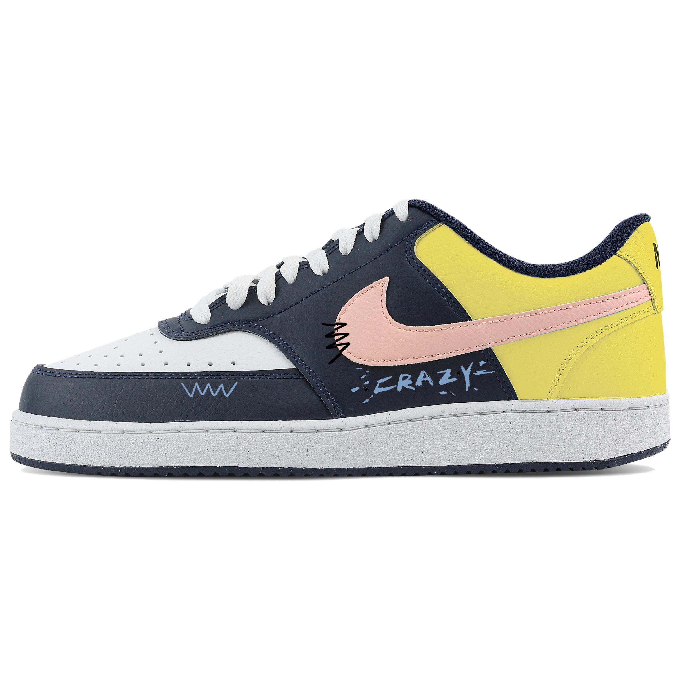 

Nike Court Vision Low Crazy Color Yellow Island Synthetic Leather Low top Training Shoes Men s Blue Yellow HM9862-400(Team773-) 42