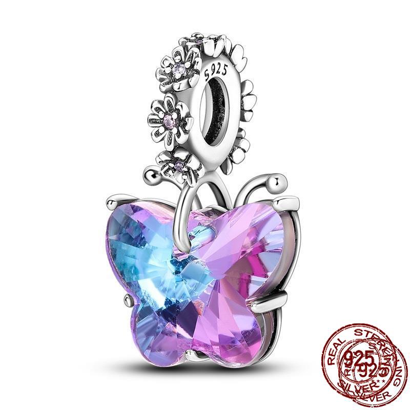 Copper Metal Fantasy Flying Dragon Mysterious Butterfly purple Charm Bead Components Pendant Bead Components Compatible With 4MM hole diamete
