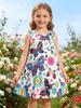 Little Girls Seeveless Dress, Mulitcolor Butterfly Summer Sundress for Kids Toddler 3-7 Years