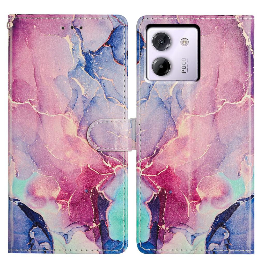 Für Xiaomi Poco M7 Pro 5G Hülle Musterdruck Brieftasche Ständer Flip Leder Handyhülle mit Riemen