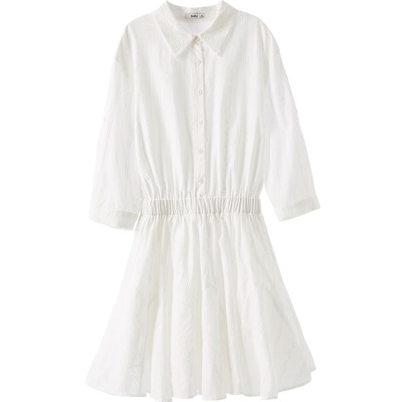 Betu Women s Lapel Collar Cotton Shirtdress S