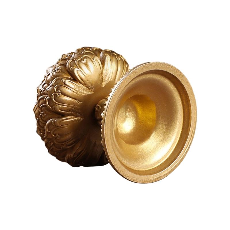 Flower Candle Holder Brass Butter Lamp Buddhist Temple Candlestick Base Religious Candle Cup Desktop Antique Decoration