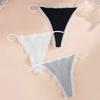 Cotton Ribbed Lace Trim Panties Women Soft Stretchy Underwear Low Rise Bikini Briefs Comfortable Fit Seamless Design