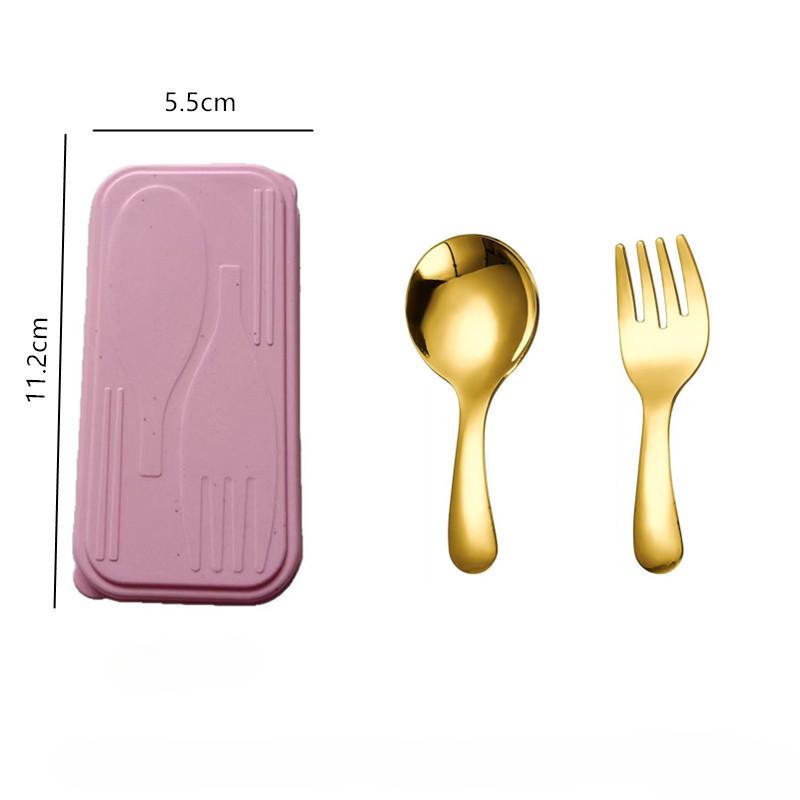 

Портативный мини-набор столовых приборов из нержавеющей стали с компактным футляром для приключений на природе 2Pcs/box