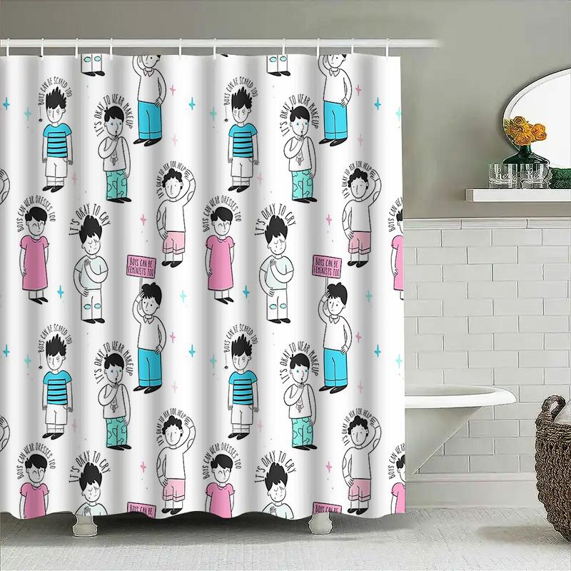 Shower Curtain Botanical Floral Pattern Bathroom Decor Waterproof Fabric Vintage Nature Themed Home Textile Simple Style Fresh A