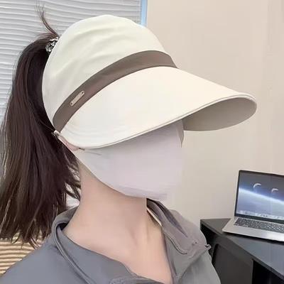 Neuer Sommer dünne Gesichtsbedeckung leere Oberseite Eimerhut Reiten kann hohen Pferdeschwanz binden Sonnenschutz UV-Schutz faltbar