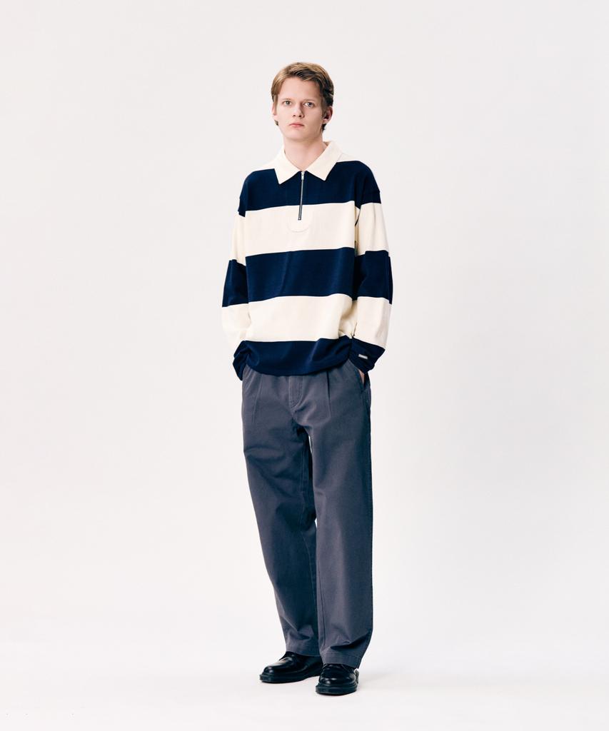 ESPIONAGE Big Border Rugby L/S Tee Navy
