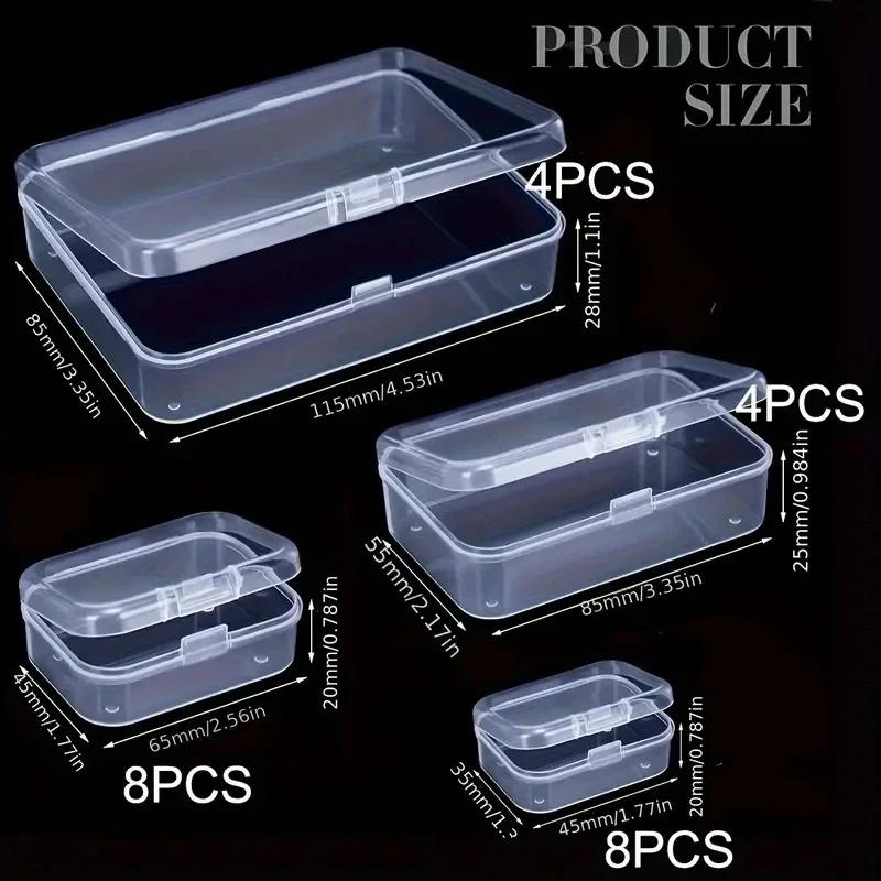 24Pcs Square Transparent Plastic Jewelry Storage Box Portable Flip Top Pill Container Earring Display Case Jewelry Holder