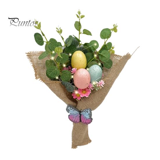 Künstliche Ostereier-Blumen, handgehaltene Frühlingsparty-Blumenstiele, gesprenkelte Ostereier-Dekorationen mit LED-Licht für Tischdekorationen