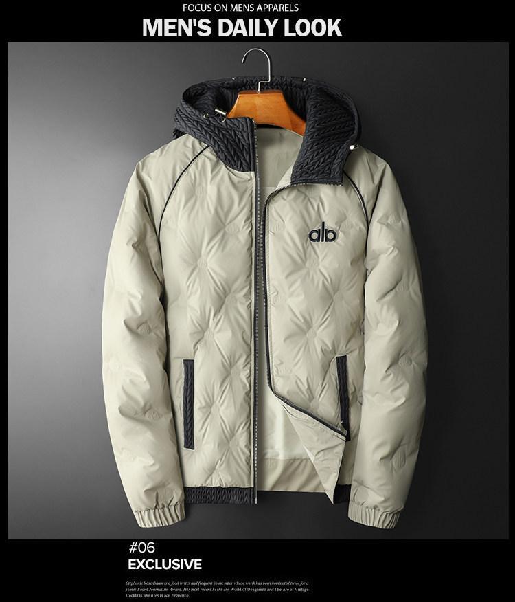 European High-End Men's White Duck Down Jacket - 2025 Winter Luxury Trend, Hooded & Lightweight Cold Protection Outerwear
