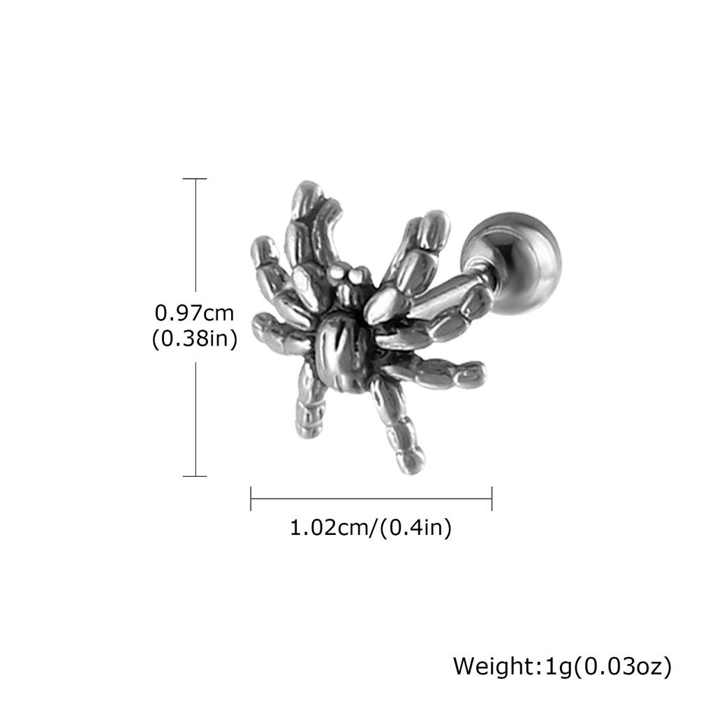 Punk Spider Stud Earrings for Men Women,Vintage Stainless Steel Men Earrings,Hip Hop Cool Halloween Jewelry Gifts