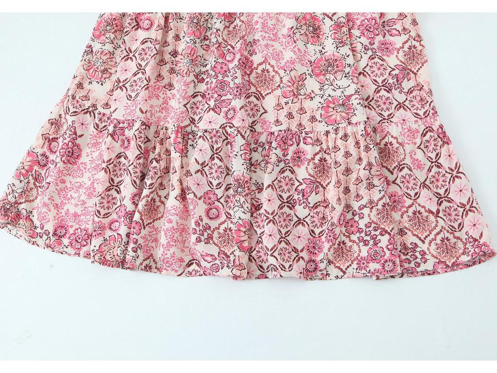 2025 Spring Women's European & American Casual Puff Sleeve Print Dress