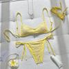 Women Yellow Sequined Tie Straps Triangle Cup Bikini Sexy Swimwear For Beach Vacation