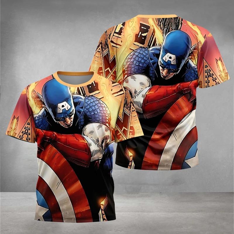 Men's Marvel Captain America 3D Printed T-shirt Outdoor Casual Short Sleeve