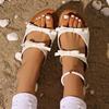 N Nü Age Reduction Bow Flat Slippers Summer Fashion Casual Lightweight Outdoor Sandals