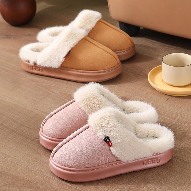 Winter cotton slippers EA thick-bottomed velvet warm home couple comfortable warm feet odorless, fluffy slippers