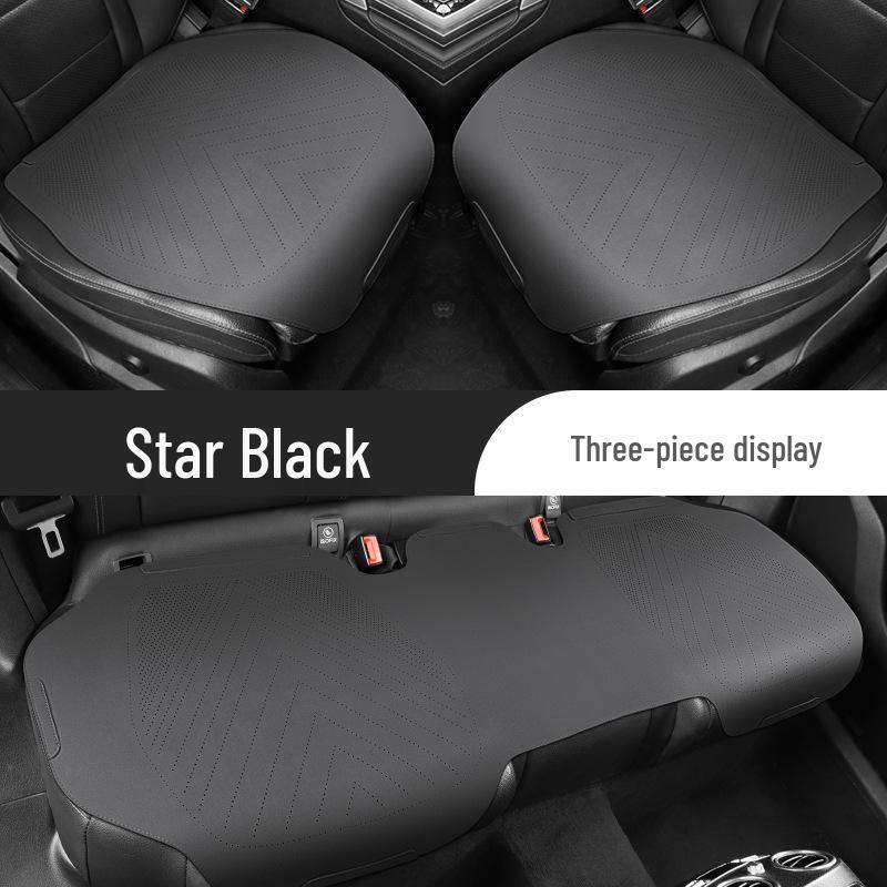 Universal Suede Car Seat Cushion Set - All-Season, Three-Piece, Summer-Ready, Thin Cushion with Lumbar Support.