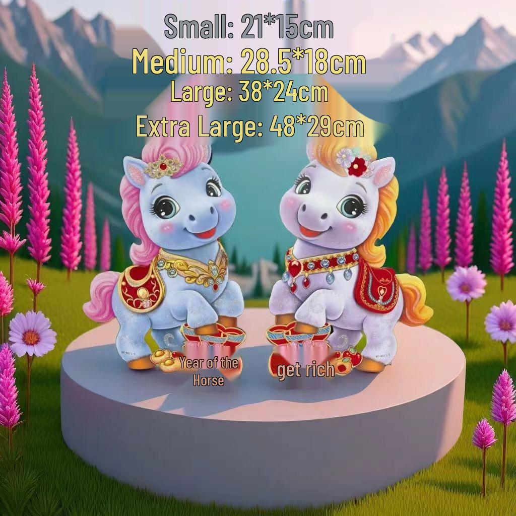 

Premium Zodiac Door Stickers: Gold-Sprinkled 3D Cartoon Fu Character New Year Decor