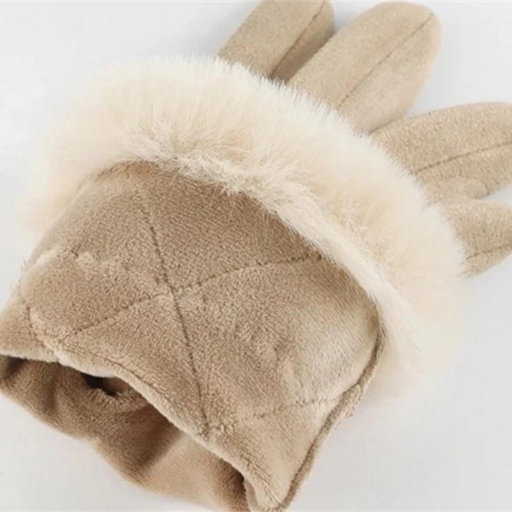 Winter Fleece-lined Gloves Plaid Cycling Mittens Elegant Touch Screen Gloves  Keep Warm