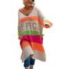2026 Spring/Autumn Women's Rainbow Stripe V-Neck Loose Knit Sweater – 3 Colors Available