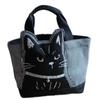 Large Capacity Top-Handle Tutoring Bag Cartoon Canvas School Bag Cat Tote Handbags  Students