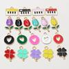20pcs Metal Enamel Rose Flower Piano Charms Pendant DIY Jewelry Making Accessories for Necklace Earrings Bracelet