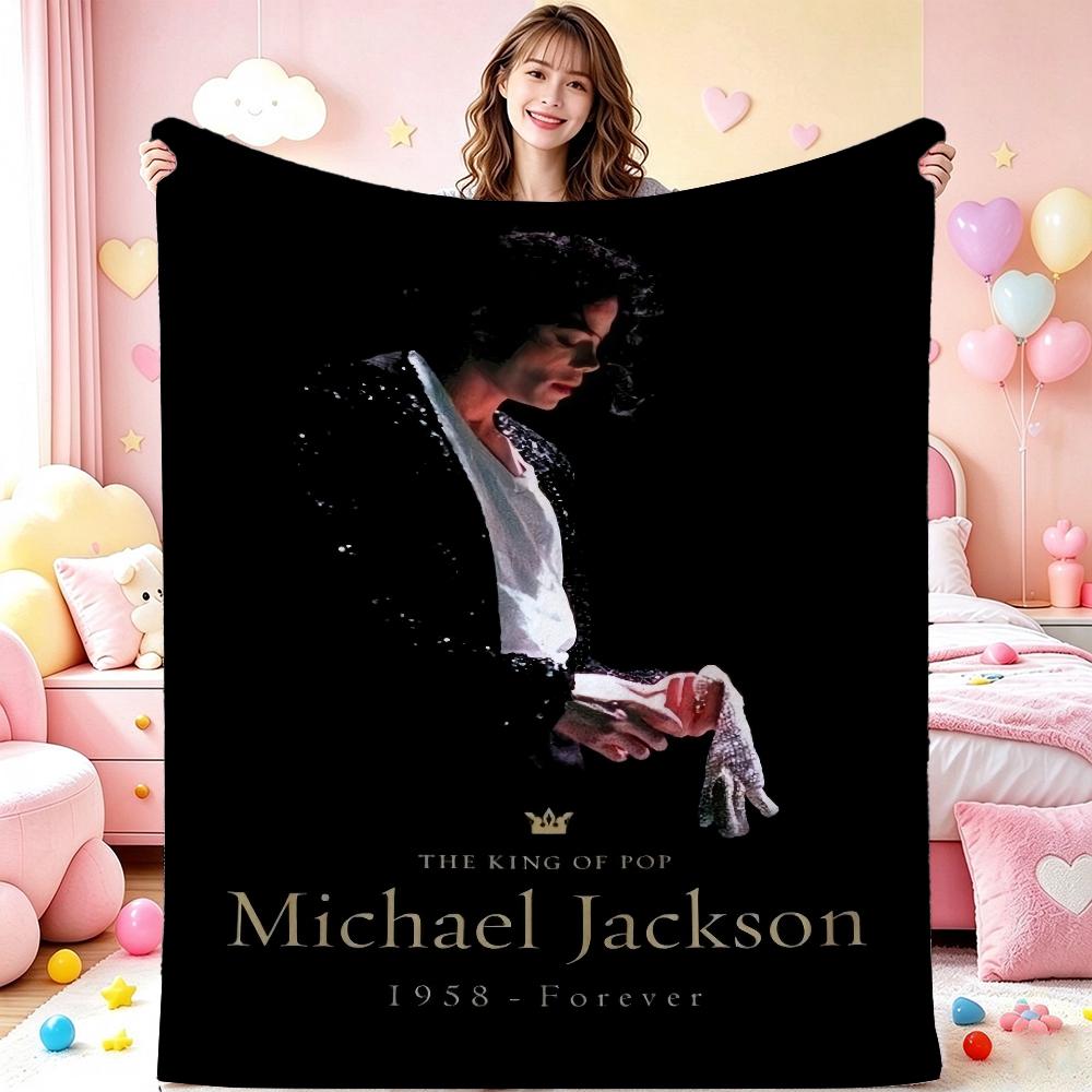 Michael Jackson Pop Printed Flannel Blanket Cozy Comfortable Fleece Blanket For Office Sofa Home Decor Memorial Gift
