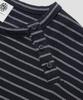 AGOD Camicia Henley con Bottoni Laterali a Righe Manica Lunga [Nero]