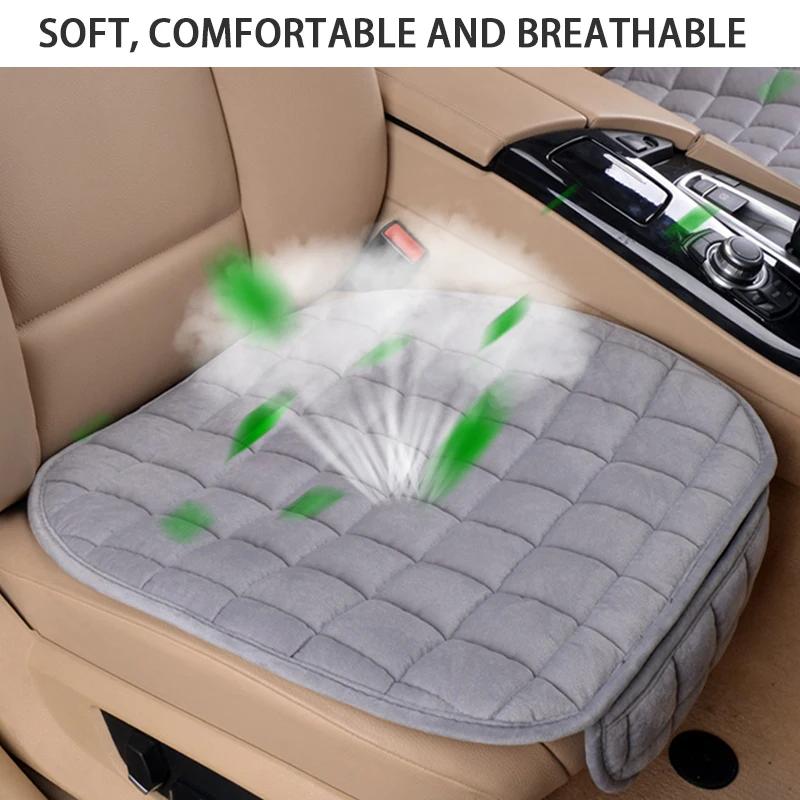 Autumn and Winter Car Seat Cushion Short Plush Plaid Thickened Warm Three-piece Seat Cushion No Backrest Front Row Back
