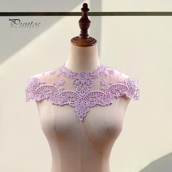 Lace Embroidered Fake Collar Hollow See-through Lace Flower Pattern False Collar Lace Embellished Clothing Accessory