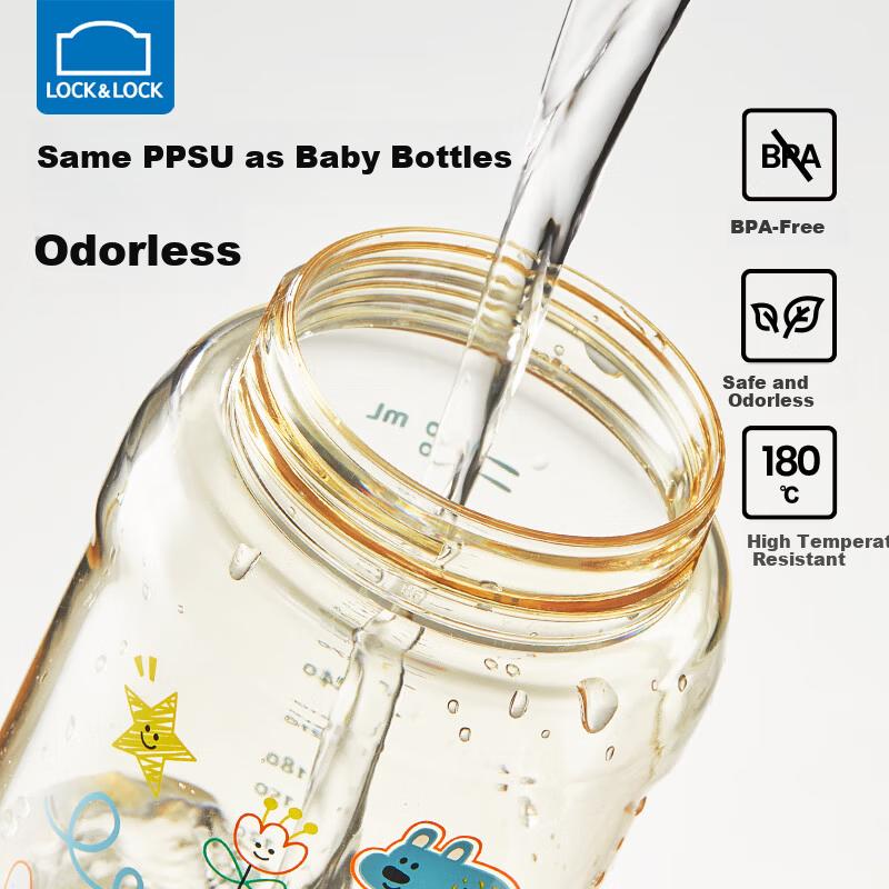 Lock&Lock Kids Water Bottle Summer PPSU Straw Cup 3-6 Years Old Kindergarten Student Direct Drinking Cup