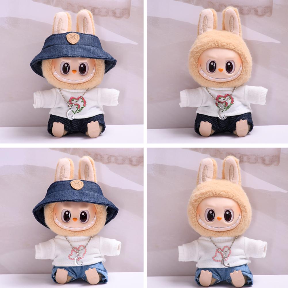 For 17cm Labubu Doll Clothes Fashion Clothes Hoodies Doll Clothes Color Match Hoodies Dolls Accessories Cute Decoration Little Cloths