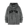 Mens Oversized Hooded Sweatshirt European Style Fleece Lined Letter Embroidered Pocket Hoodie