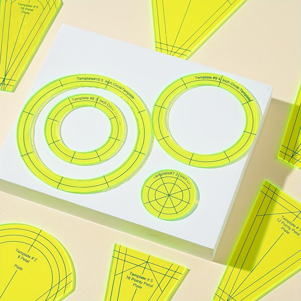 10pcs Set, Petal Round Template Ruler, Fabric Cutting Ruler, Sewing Patchwork Ruler, Clothing Pattern Ruler, DIY Quilting and Sewing Machine Templates