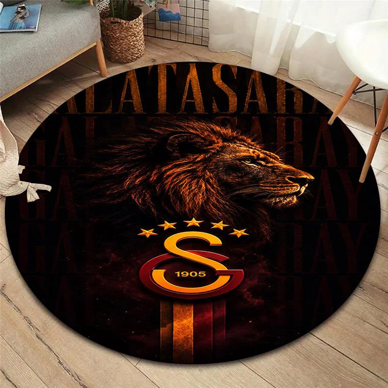 Galatasaray S Round Area Rug,Carpet Rug for Living Room Bedroom Sofa Playroom Decor,Non-slip Floor Mat