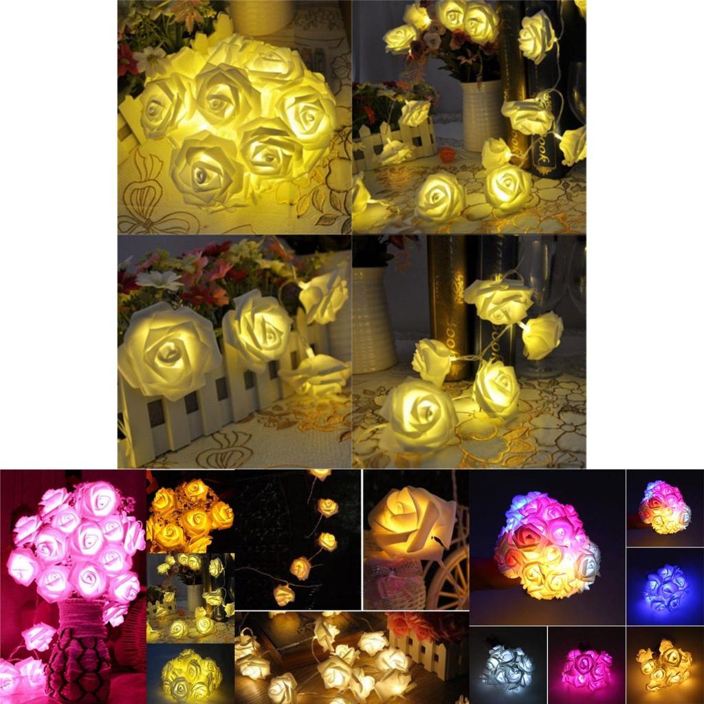 Romantische LED Rosen Lichterkette Warmweiß Batteriebetrieben Deko für Hochzeiten und Heiratsanträge