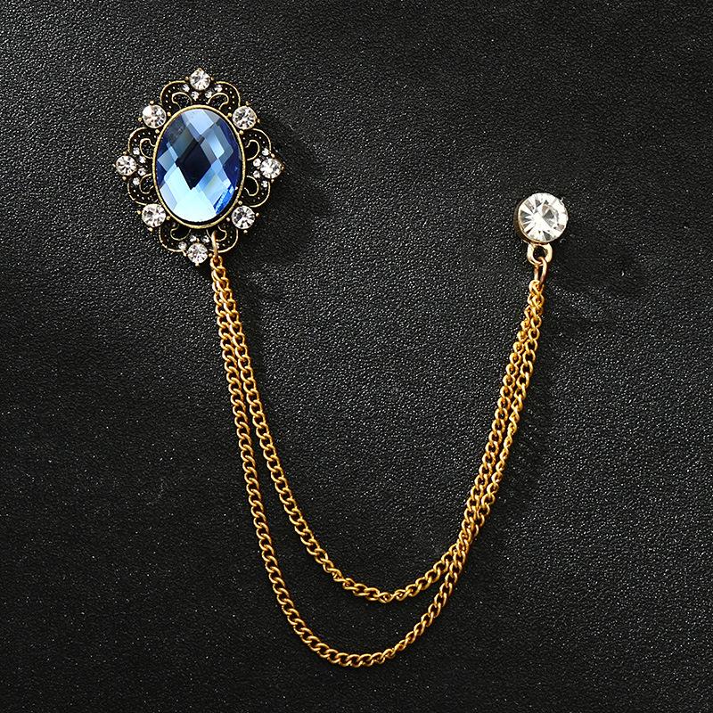 Men's Vintage Wings Brooch: Korean Chain Lapel Pin & Flower Corsage Badge.