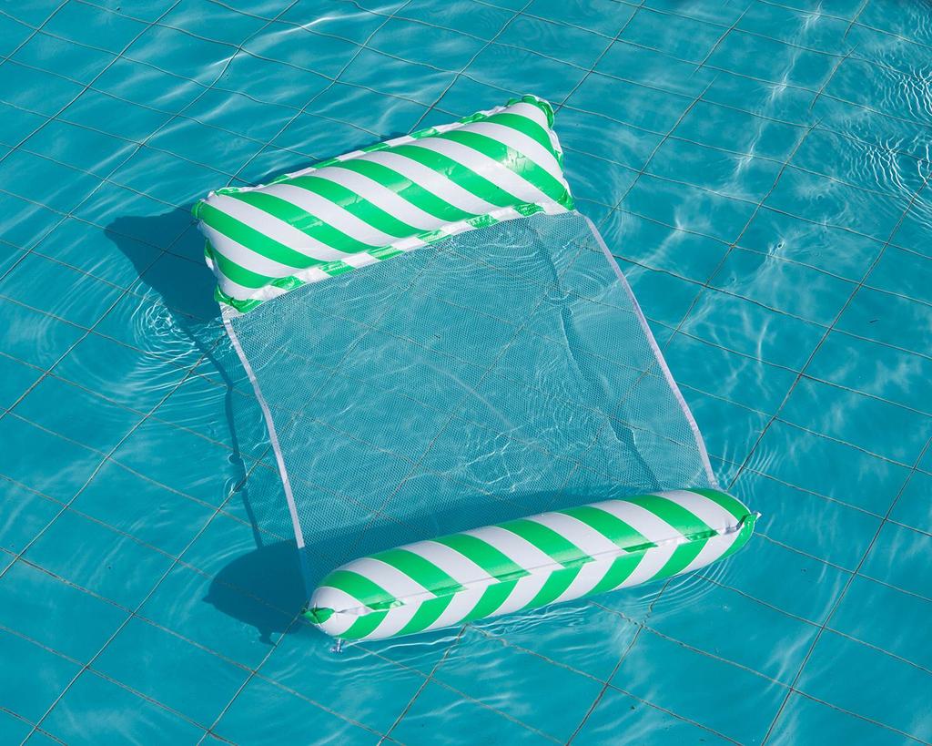 Inflatable Striped Pool Hammock with Backrest - Adult Size, Foldable, Thickened PVC.