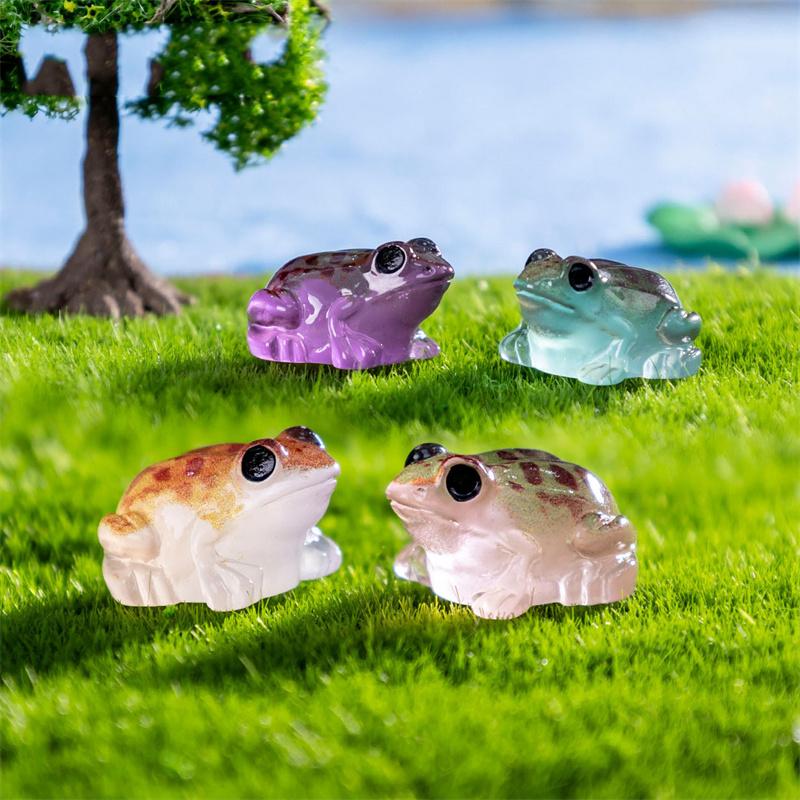 New Arrival Miniature Frog Figurine Micro-Landscape Garden Ornament Illuminated Decorative Piece Home Desktop Trinket Aquarium Decoration 4cm X 3cm