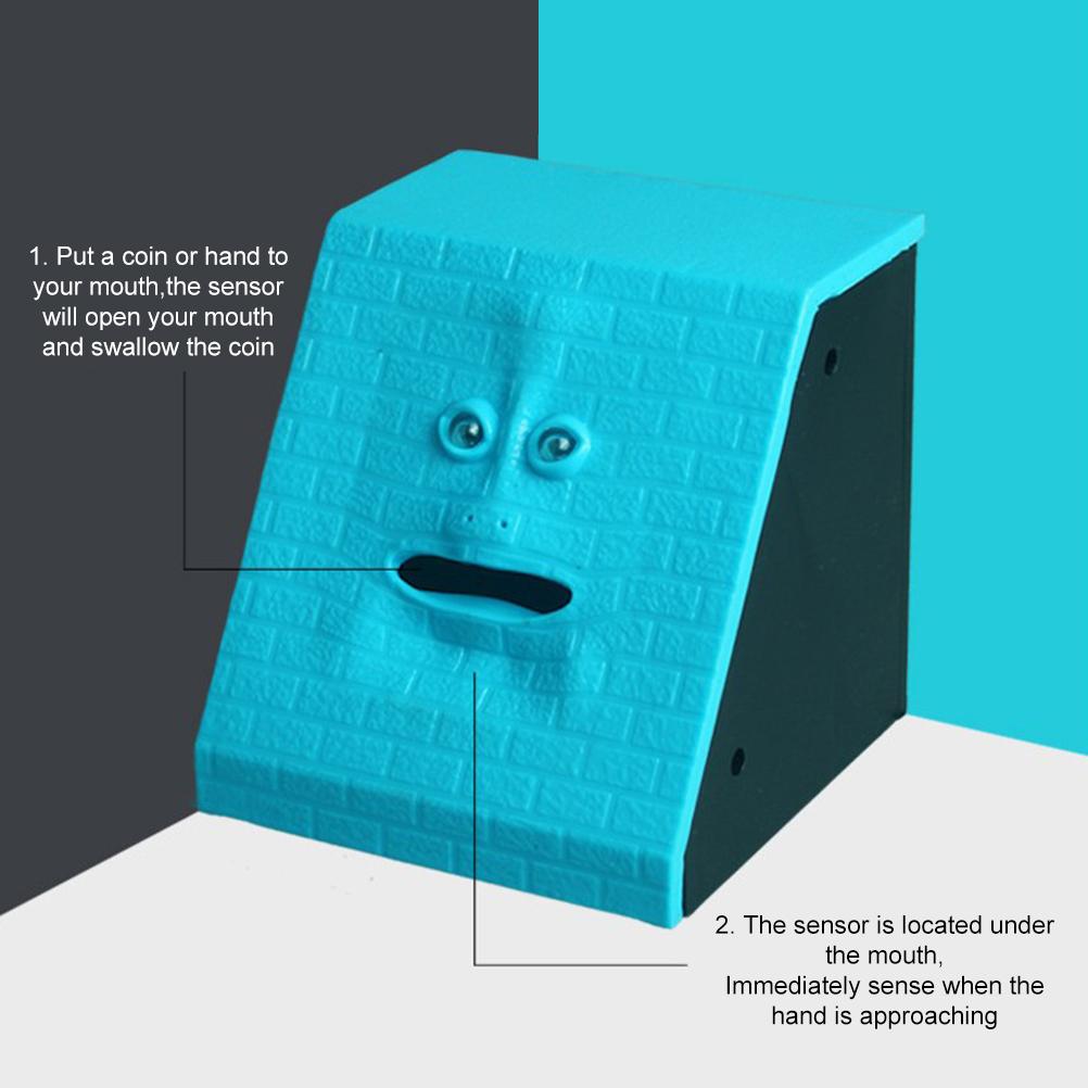 Face Coin Bank Money Eating Coin Bank Electric Sensor Money Saving Bank Coin Container Birthday Christmas Gifts for