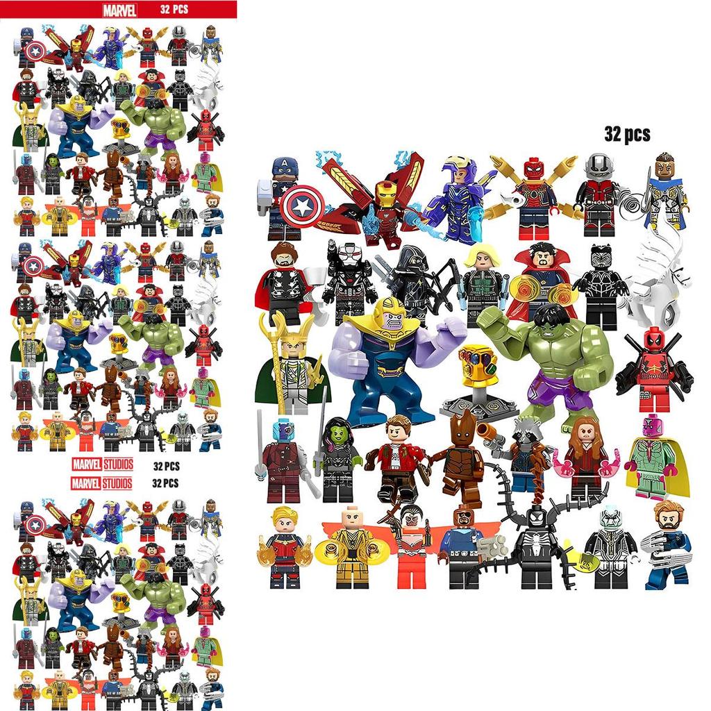 Marvel Superhero Boy Puzzle Building Block Set 32pcs Plastic Material 4.5cm Height