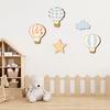 5 Pcs Hot Air Balloon Wall Decor with Cloud And Star Nursery Baby Shower Wall Art Boho Wooden Wall Hanging Sign for Bedroom Classroom Playroom
