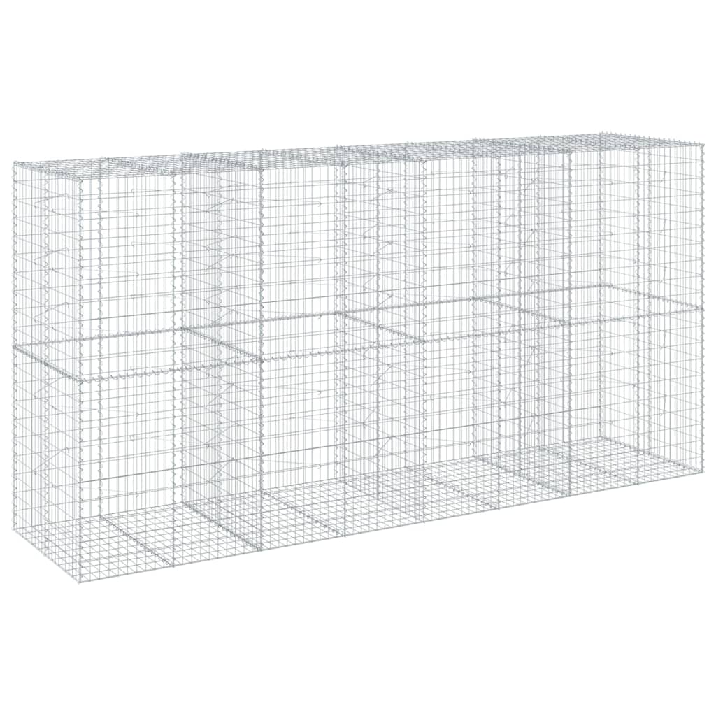 Gabion with Lid 400 X 100 X 200 Cm Galvanized Iron