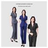 Traje Profesional de Mujer con Chaqueta de Manga Corta y Pantalones de Pierna Ancha Ropa de Trabajo