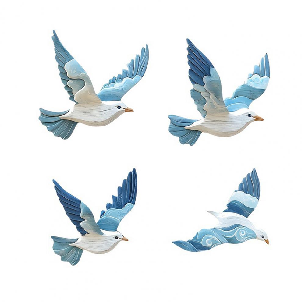

4Pcs/Set Wooden Blue Pigeon Wall Decoration Farmhouse Rustic Bird Wall Art Home Wall Hanging Ornament