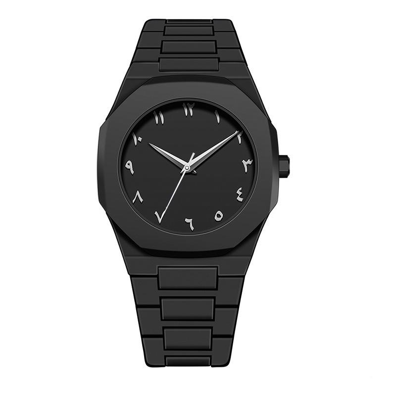Men's Arabic Numerals Black Matte Quartz Watch