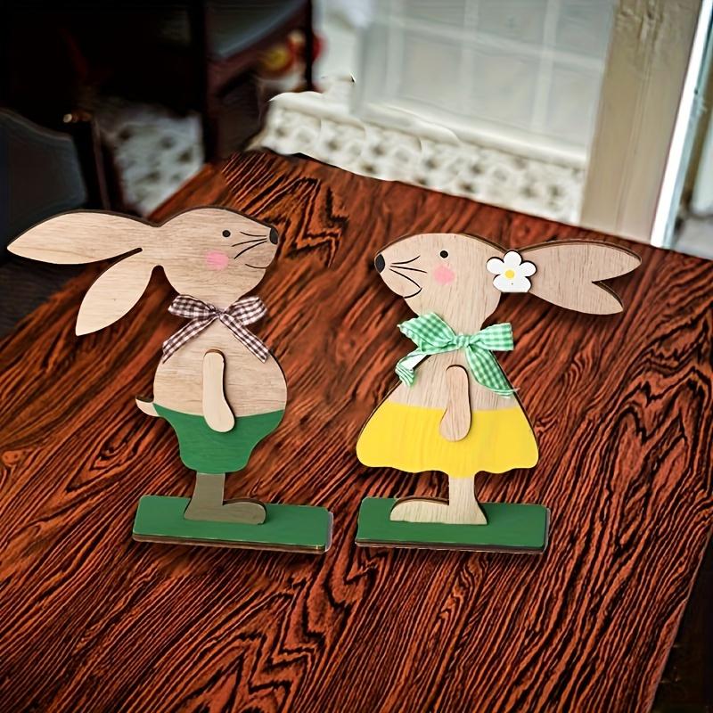 1 Set Wooden Easter Bunny Decor Ornament - New Scandinavian Style Home Craft Gift Ornament