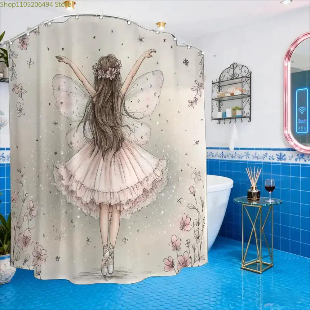 1pc Bathroom Shower Curtain, Illustration and Picture Book Sharing Session, Ballet Festival Shower Curtain, Includes 12 Hooks,
