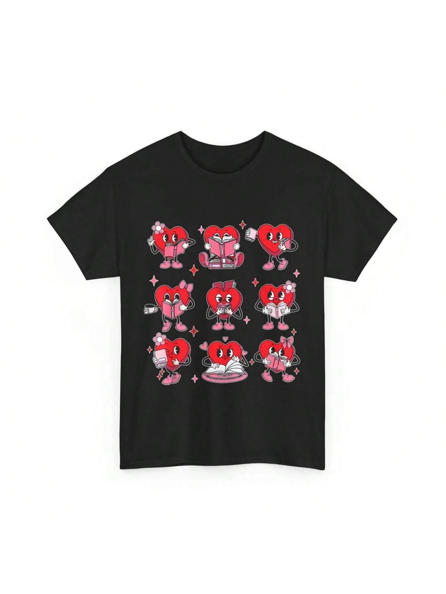 Heart Reading Valentines Day Teacher Book Lovers T Shirt S разноцветный