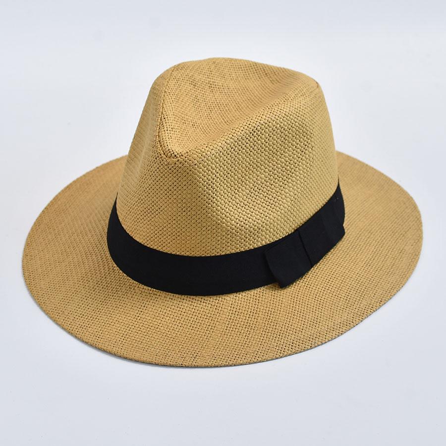 Chapeaux d'été décontractés en paille pour femmes hommes Panama Trilby Chapeau Jazz Protection UV Extérieur Chapeau de Plage Bonnet